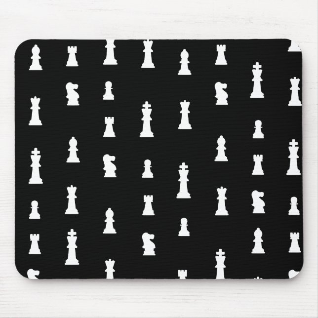Chess pieces pattern - black and white mouse mat (Front)