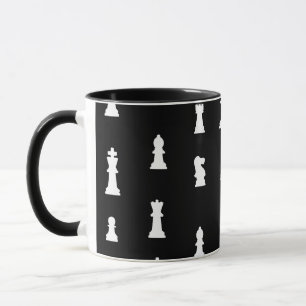 Chess pieces pattern - black and white mug