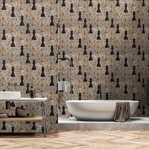 Chess Pieces Queen Bishop Brown Spades Wallpaper