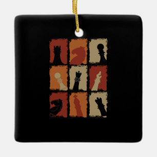 Chess Pieces Retro Ceramic Ornament
