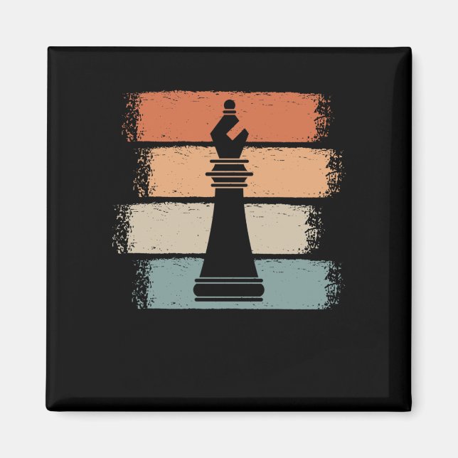 Chess Pieces Retro Magnet (Front)