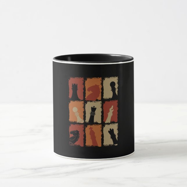 Chess Pieces Retro Mug (Center)