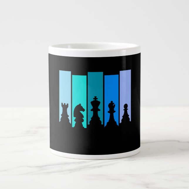 Chess Pieces Silhouette Large Coffee Mug (Front)