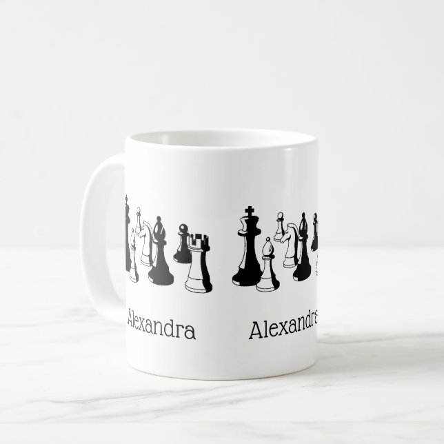 Chess Pieces Vintage Art #2 Coffee Mug (Front Left)