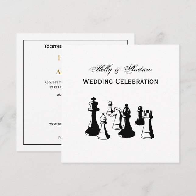 Chess Pieces Vintage Art #2 Invitation (Front/Back)