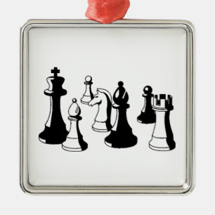 Chess Pieces Vintage Art #2 Metal Tree Decoration