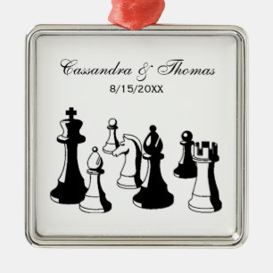 Chess Pieces Vintage Art #2 Metal Tree Decoration