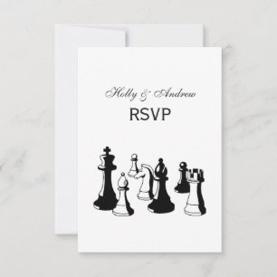 Chess Pieces Vintage Art #2 RSVP Card