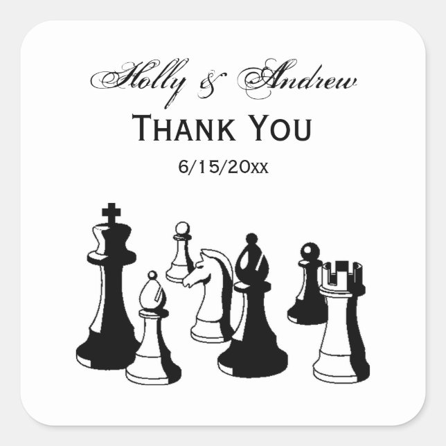 Chess Pieces Vintage Art #2 Square Sticker (Front)