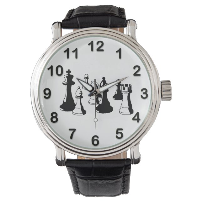 Chess Pieces Vintage Art #2 Watch (Front)