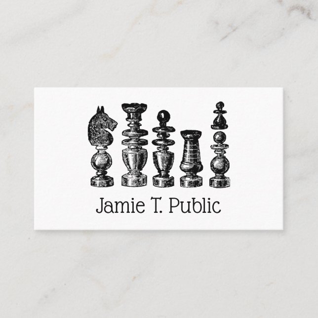 Chess Pieces Vintage Art Business Card (Front)