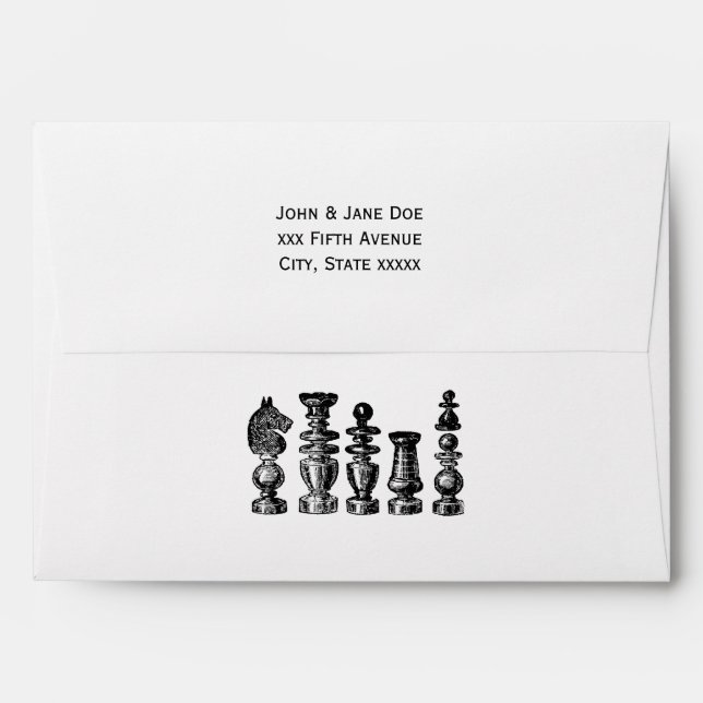 Chess Pieces Vintage Art Envelopes (Back (Top Flap))