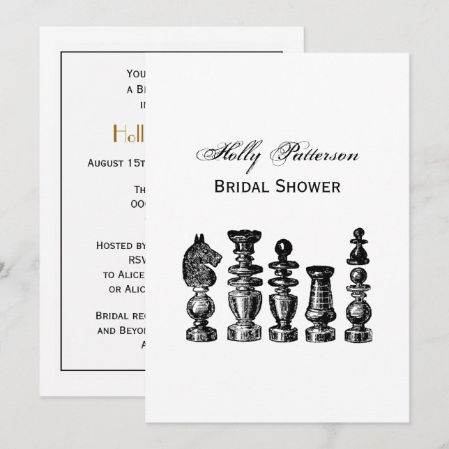 Chess Pieces Vintage Art Invitation (Front/Back)