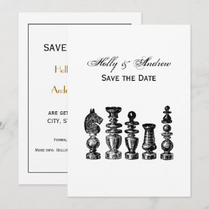 Chess Pieces Vintage Art Invitation