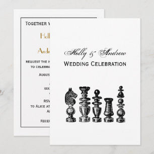 Chess Pieces Vintage Art Invitation