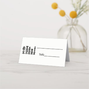 Chess Pieces Vintage Art Place Card