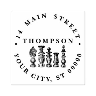 Chess Pieces Vintage Art Rubber Stamp