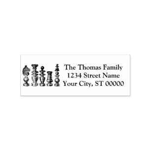 Chess Pieces Vintage Art Rubber Stamp