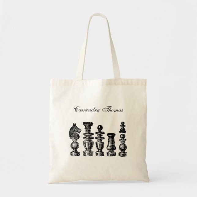 Chess Pieces Vintage Art Tote Bag (Front)