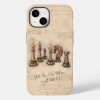 Chess Pieces Vintage Sketch Art. Player Gift