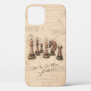 Chess Pieces Vintage Sketch Art. Player Gift iPhone 12 Case