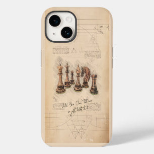 Chess Pieces Vintage Sketch Art. Player Gift iPhone 14 Case