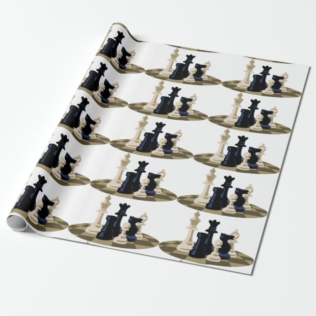 Chess Pieces Wrapping Paper (Unrolled)