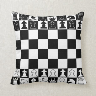 Chess Pillow in Black and White