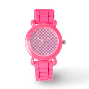 chess pink pattern hour watch