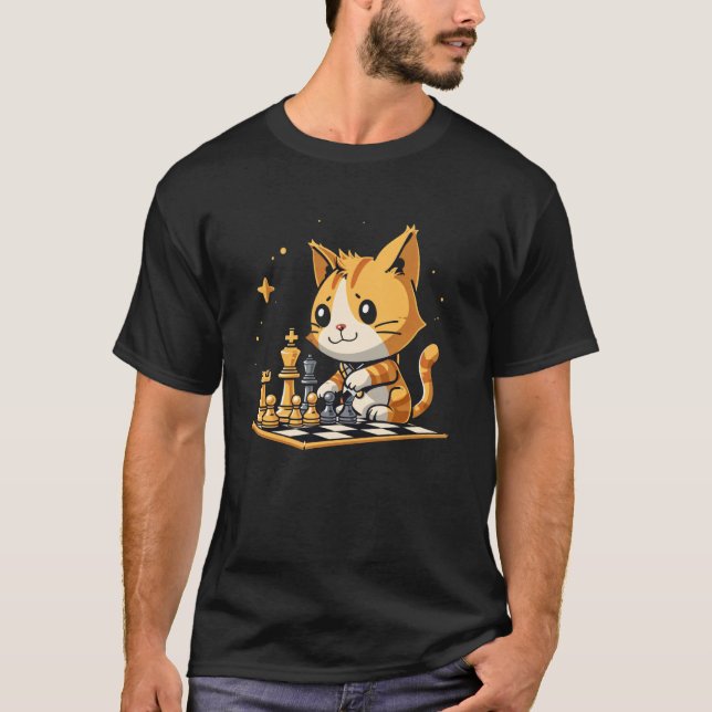 Chess player Cat on Chess T-Shirt (Front)