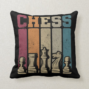 Chess Player Checkmate Vintage Chess Pieces Cushion