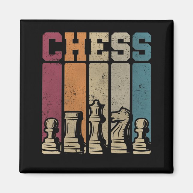 Chess Player Checkmate Vintage Chess Pieces Magnet (Front)