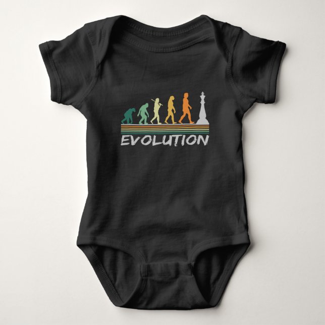Chess player Evolution Retro Funny Gift for Man Baby Bodysuit (Front)
