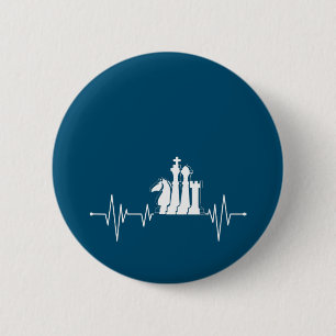 Chess Player Gift Idea Chess Pieces Heartbeat 6 Cm Round Badge
