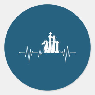 Chess Player Gift Idea Chess Pieces Heartbeat Classic Round Sticker