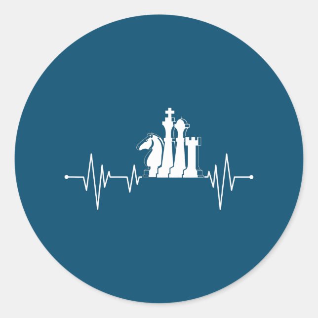 Chess Player Gift Idea Chess Pieces Heartbeat Classic Round Sticker (Front)
