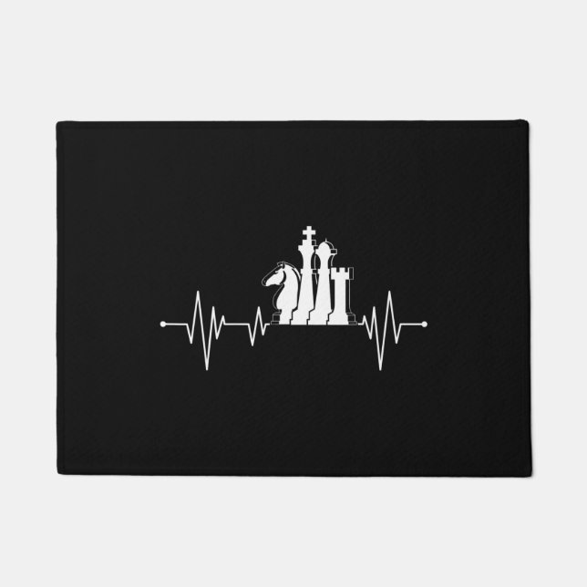 Chess Player Gift Idea Chess Pieces Heartbeat Doormat (Front)