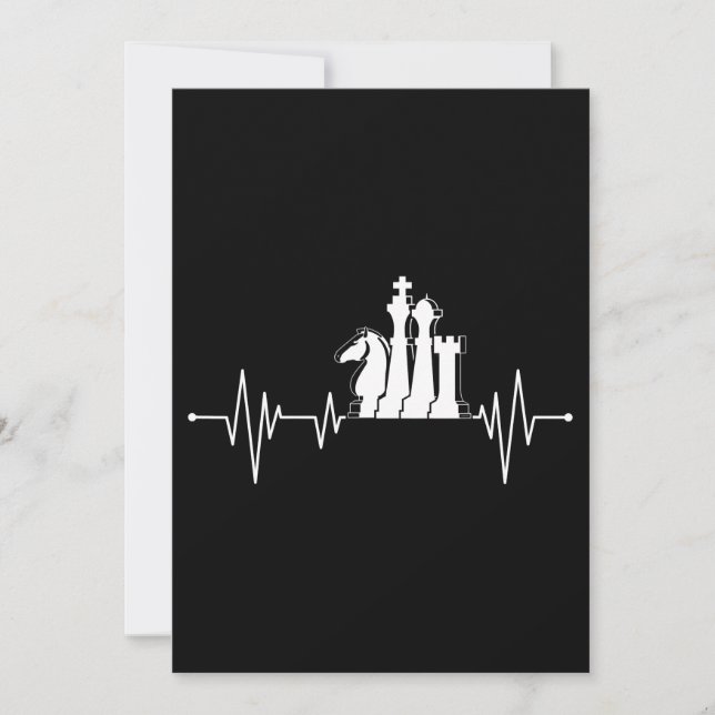 Chess Player Gift Idea Chess Pieces Heartbeat Holiday Card (Front)