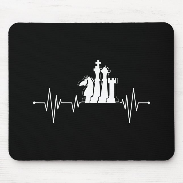 Chess Player Gift Idea Chess Pieces Heartbeat Mouse Mat (Front)