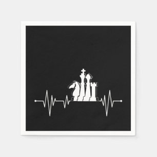 Chess Player Gift Idea Chess Pieces Heartbeat Napkin