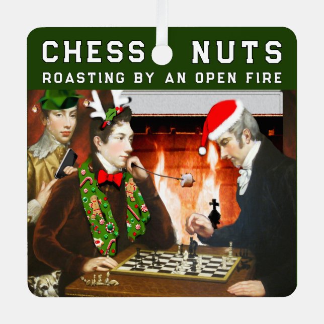 Chess Player Holiday Gift Metal Tree Decoration (Front)