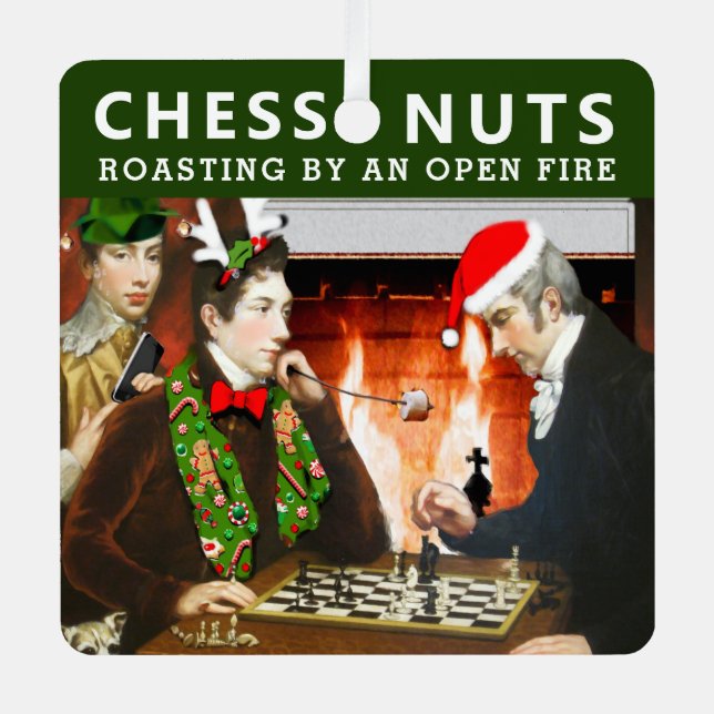 Chess Player Holiday Gift Metal Tree Decoration (Front)