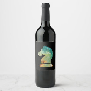 Chess Player Horse Knight Chess Lover Gift Wine Label