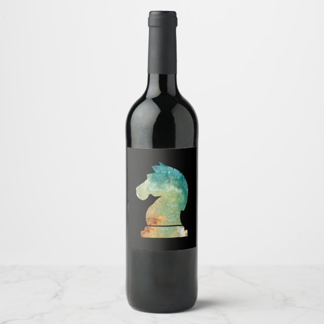 Chess Player Horse Knight Chess Lover Gift Wine Label (Front)
