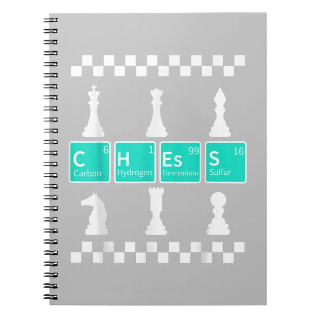 Chess Player Lover Periodic Table Funny Gift Men Notebook (Front)