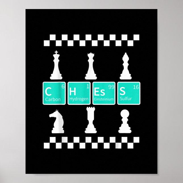 Chess Player Lover Periodic Table Funny Gift Men Poster (Front)