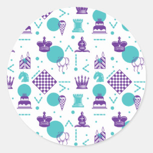 Chess Player Pieces - Party Art Pattern Classic Round Sticker
