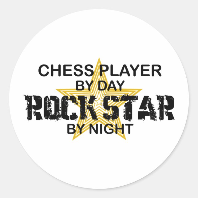 Chess Player Rock Star by Night Classic Round Sticker (Front)