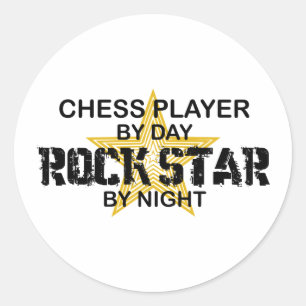 Chess Player Rock Star by Night Classic Round Sticker