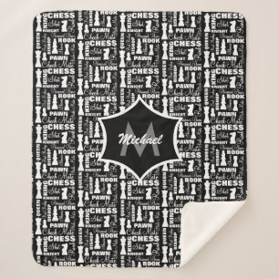 Chess Player Theme Cool Monogrammed Sherpa Blanket